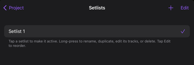 Setlists control which tracks play in sequence.