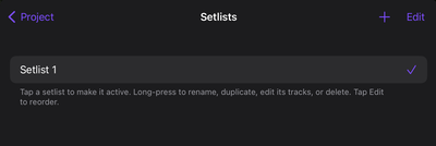 Setlists control which tracks play in sequence.