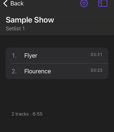 A project's tracks in the Tracks list.
